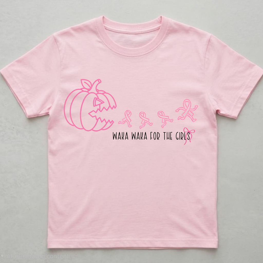 Pink Halloween Pumpkin Breast Cancer Awareness Tee | Waka Waka for the Girls Shirt