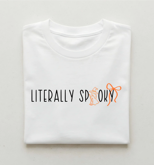 "Literally Spooky" ORANGE Halloween Graphic Tee