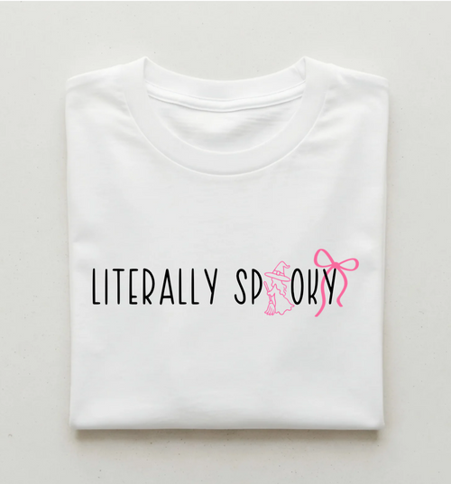 "Literally Spooky" PINK Halloween Graphic Tee